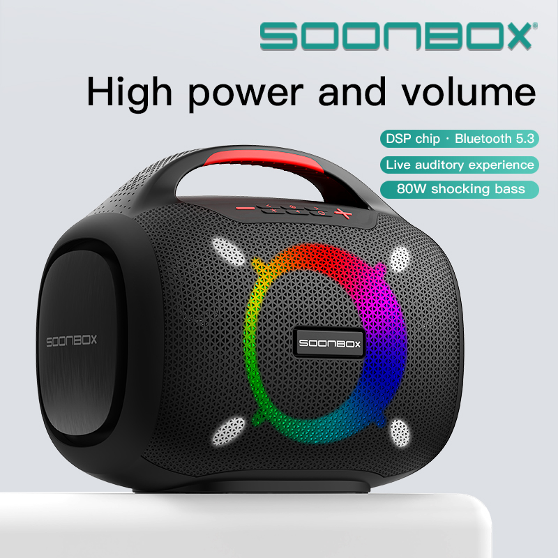 SOONBOX-S6300 Portable Party Speaker with Built-in Lights and Wireless Mic